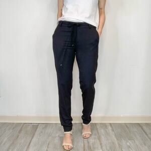NWT VINCE black crepe jogger pants elastic waist slant pockets mid rise 2847